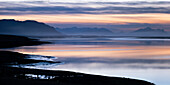 Dawn over the coast of Udursveit, near Höfn, southeast coast, Iceland, Europe