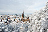 Winter mood with snow, Freiburg Minster, Freiburg im Breisgau, Black Forest, Baden-Württemberg, Germany