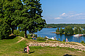 Children on the fortress wall of Lappeenranta, Finland