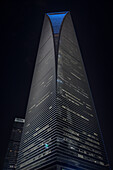 Shanghai World Financial Tower illuminated at night, Pudong, Shanghai, People&#39;s Republic of China, Asia