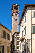 The bell tower in Lucca, Lucca Province, Toscana, Italy