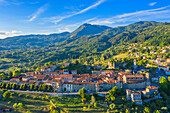 Aerial view of Castglione di Garfagnana, Garfagnana Valley, Lucca Province, Toscana, Italy