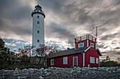 Leuchtturm Lange Erik im Norden der Insel Öland im Osten von Schweden\n