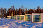 Seaside Glass Villas accommodation next to the Lumilinna Snow Hotel in Kemi, Finland