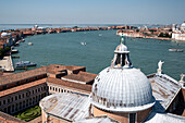 View from the campanile of the Basilica San Giorgio Maggiore on San Marco, Venice, Veneto, Italy, Europe
