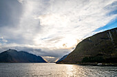 Entrance to the Hjoerundfjord, Moere and Romsdal, Hurtigrute, Norway, Europe