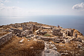 Temple ruins in Ancient Thera, Santorini, Santorin, Cyclades, Aegean Sea, Mediterranean, Greece, Europe