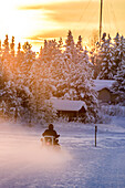 Landscape at Aekaeslampolo, snowmobile, Aekaeslampolo, Finland