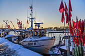 Small fishing boats in the harbor of Niendorf, Bay of Lübeck, Schleswig Holstein, Germany