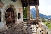 Portal von St Valentin bei Seis, Schlerngebiet, Dolomiten, Südtirol, Italien