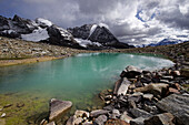 Meltwater lake in the Zaytal, Ortler Group, Stelvio National Park, South Tyrol, Alto Adige, Italy