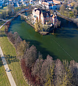 Taufkirchen an der Vils, Wasserschloss, Luftaufnahme, Bayern, Deutschland