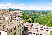 Perugia; View from Via delle Prome and Porta Sole to Monastero Santa Caterina and the hilly landscape