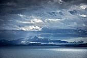 Glacier and lake in dramatic lighting, Patagonia, Chile, South America