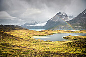 Rainbow at Cuernos del Paine mountain range, Torres del Paine National Park, Patagonia, Última Esperanza Province, Chile, South America