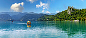 Bled, Lake Bled, Blejski Grad, Pletna rowing boats