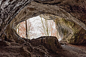 Winter at the Klausen caves near Essing, Altmühltal, Kelheim, Lower Bavaria, Bavaria, Germany, Europe