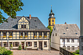 Fachwerkhäuser im historischen Zentrum von Augustusburg, Sachsen, Deutschland