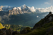 Eiger north face from peaks, Alpbaach, Grindelwald, Bernese Oberland, Switzerland