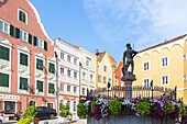 Schärding; Upper Town Square; St George's Fountain