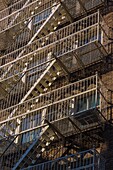 New York City, Manhattan, SoHo, Prince Street, facade with cast iron fire escapes