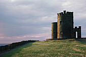 Low angle view of towers at a coast, O'Brien's Tower, Cliffs Of Moher, County Clare, Munster Province, Republic of Ireland