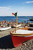 Boote am Strand, Positano, Italien