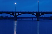 Bridge over Lady Bird Lake at night, Austin, Texas, USA