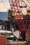 Cranes on industrial waterfront