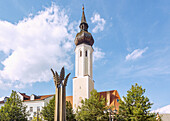 Erding; Frauenkircherl, Schrannenplatz, Ährenbrunnen, Bayern, Deutschland