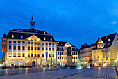 Coburg; Marktplatz; Rathaus; Prinz-Albert-Denkmal, Bayern, Deutschland