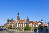 Dresden, Dresdner Residenzschloss, Blick vom Zwinger, Sophienstraße, Taschenbergstraße, Sachsen, Deutschland