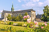 Kloster Ebrach, Abteikirche, Blick vom Oberen Abteigarten, Bayern, Deutschland