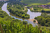 Vogelsburg, Mainschleife, Ausblick auf Nordheim, Bayern, Deutschland