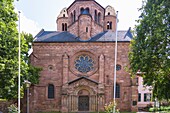 Worms, Dominikanerkloster St. Paul mit Heidentürmen, Portal mit Nachbildung der Hildesheimer Bernwardstür, Rheinland-Pfalz, Deutschland
