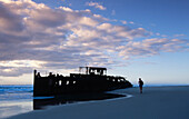 The wreck of the SS Maheno washed up on the beach of Fraser Island