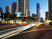 Surfers Paradise traffic and lights in evening