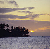 Pacific Island silhouette at sunset