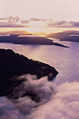 Aerial of Queen Charlotte Sounds at Sunrise