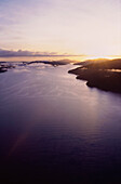 Aerial of Queen Charlotte Sounds at sunrise