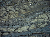 Pahoehoe Lava füllendes Tal um den Vulkan Fagradalsfjall, Island