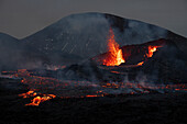 Reykjanes Peninsula, Iceland - April 2nd 2021: Volcanic eruption Reykjanes Peninsula Iceland