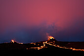 Halbinsel Reykjanes, Island - 12. April 2021: Vulkanausbruch Halbinsel Reykjanes Island