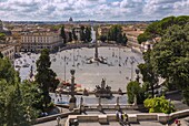 Rom, Piazza del Popolo, Ausblick vom Monte Pincio, Latium, Italien