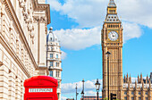 Big Ben and red phone box, London, England, UK