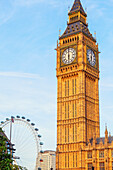 Ansicht von Big Ben und London Eye, London, England, Vereinigtes Königreich