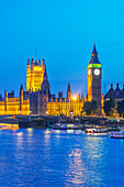 View of Big Ben and Houses of Parliament,  London, England, UK