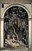 Quattro Fontane in Rom Italien. Tiber-Statue Sie wurden zwischen 1588 und 1593 aufgestellt