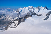 View to Wasenhorn with Weisshorn and Matterhorn, Bernese Oberland, Canton of Valais, Switzerland