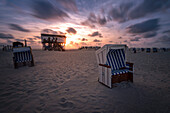 Sunset at the beach of St.Peter-Ording, Schleswig-Holstein, Germany